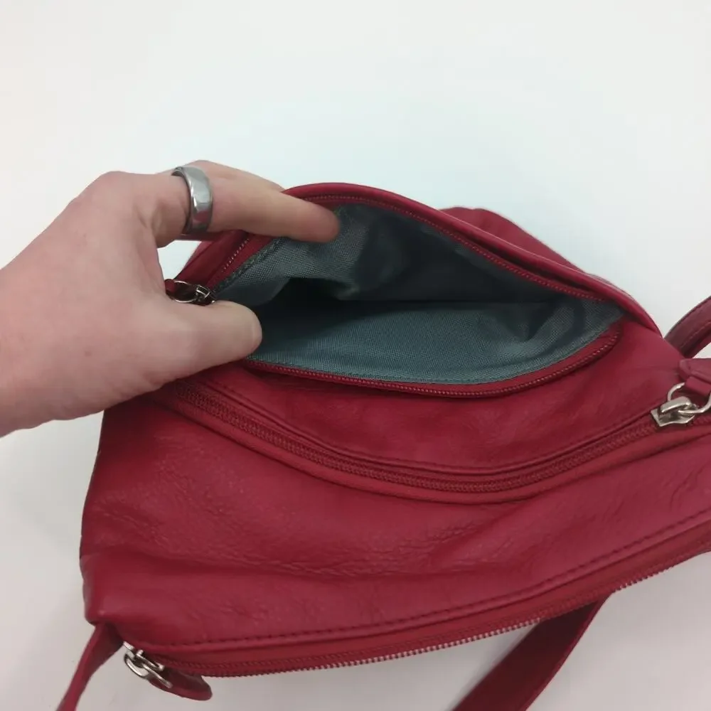 Osgoode Marley Bag Red Crossbody Leather Leaf Artisan
